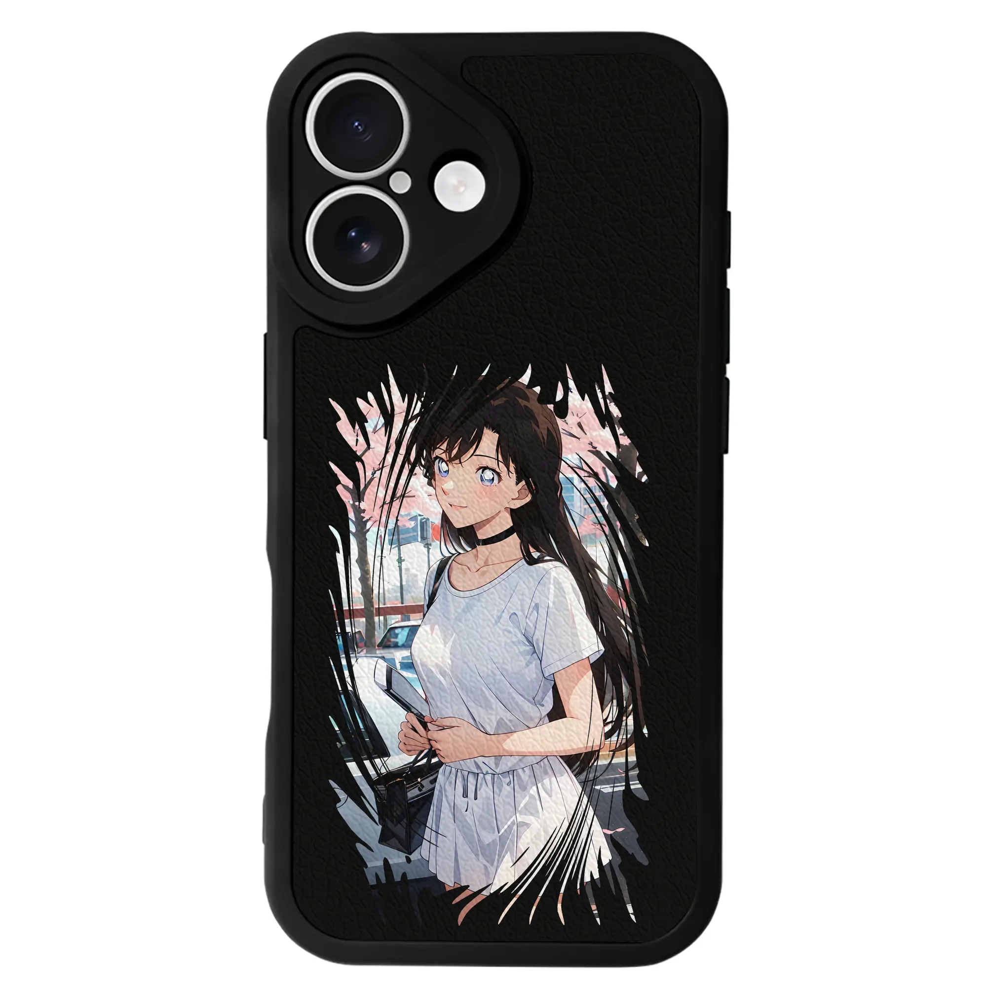 名探偵コナン グッズ 毛利 蘭 - IPhone 16シリーズ対応 ・ シリコンスマホケース ・ レザー調 ・ 高精度フィット ・ 耐衝撃 ・ ワイヤレス充電対応 ・ 精密カット